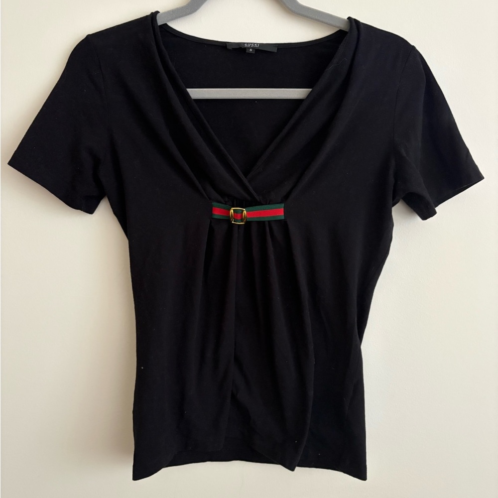 Black Short Sleeve low cut Camisole